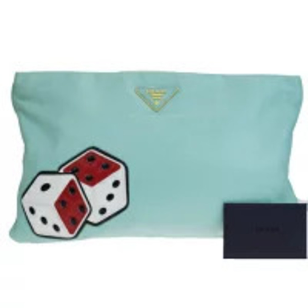 Prada clutch bag dice emerald green leather